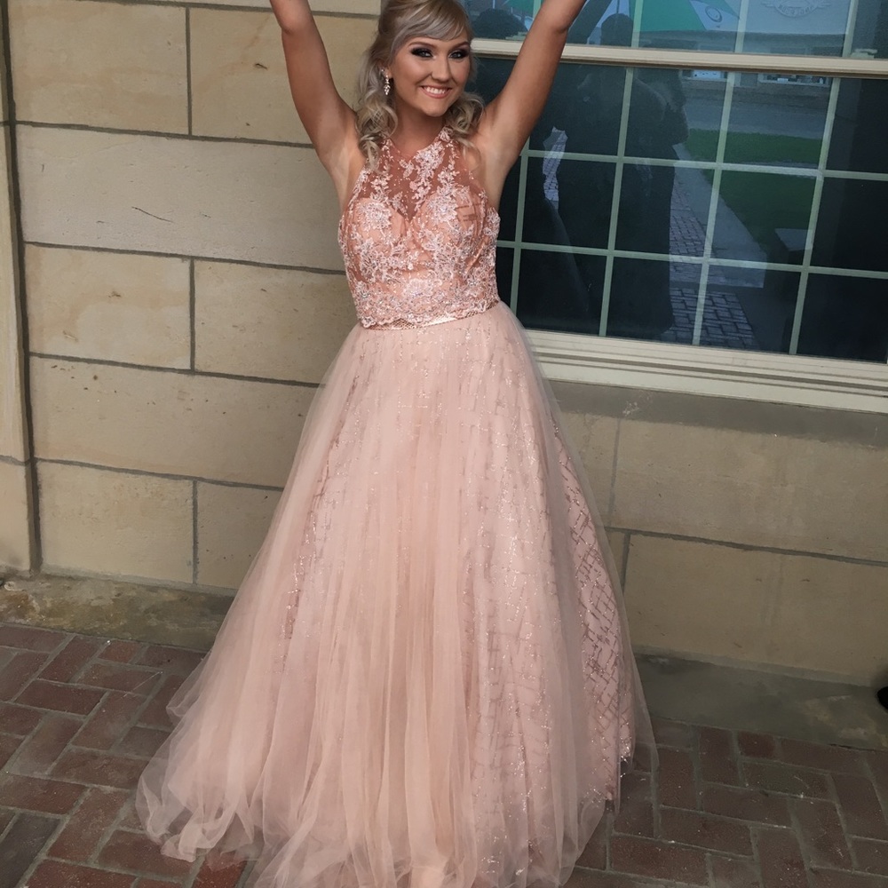 Alyce Paris 2 Piece Rose Gold Prom Dress